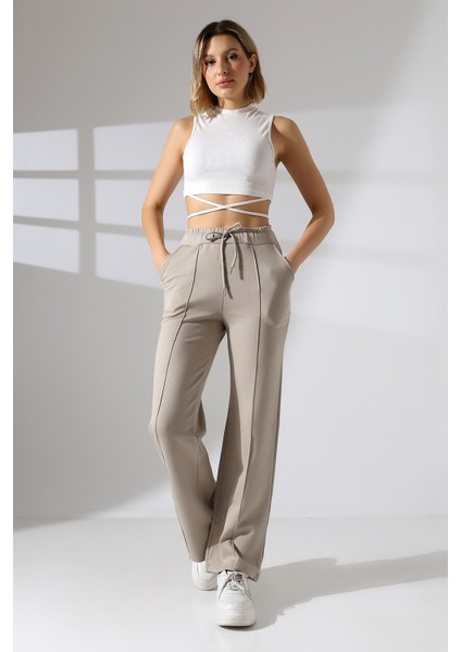 Içi Şardonlu Çimalı Eşofman Altı