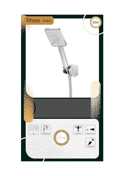 Rhea Paslanmaz Çelik Örgülü Spiralli Askılı Duş Seti modelleri