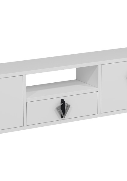 1315DROPDD-32 Duvara Montaj Tv Sehpası Beyaz-Gümüş indirimleri