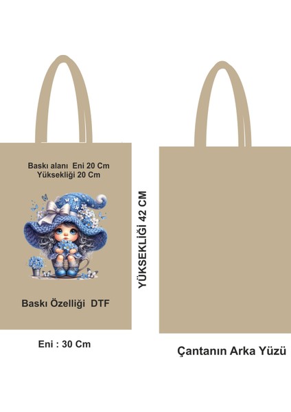 Pamuklu Bez Poşet 30X42 cm – Dtf Baskılı, Dayanıklı 46 Tel Kumaş