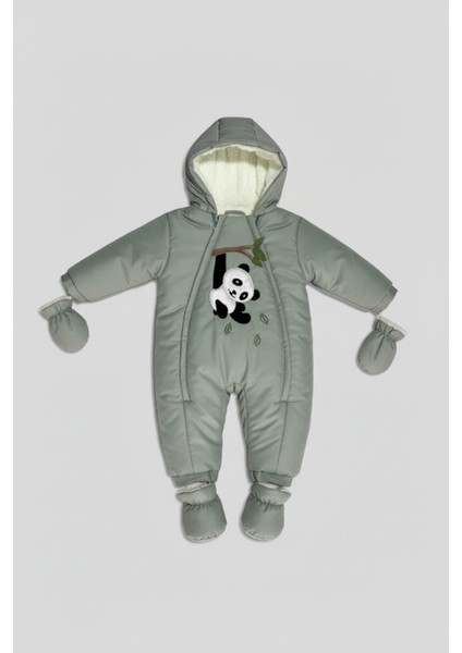Yeni Trend Pamuklu Sevimli Panda Baskılı Yenidoğan Welsoft Patikli Kozmonot-Tulumu