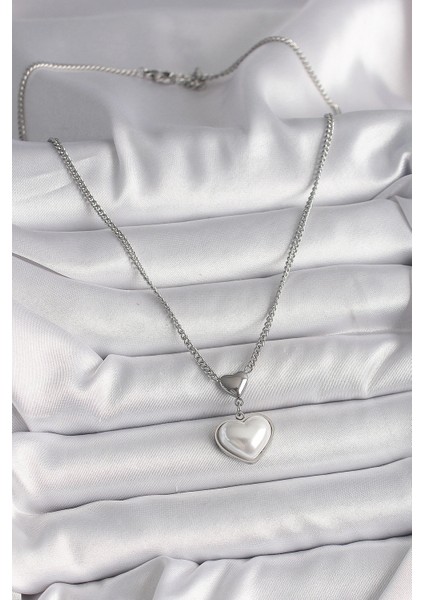 316L Çelik Gümüş Renk Zincir 3D Kalp Model Kadın Kolye - TJ-BKO9771 fiyatları