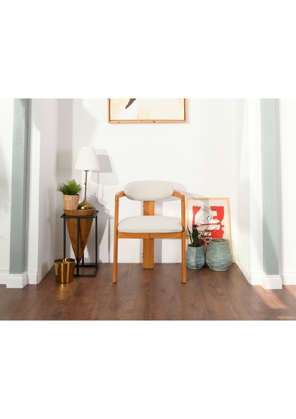 Cheri 2'li Sandalye Sırt Minderli Krem