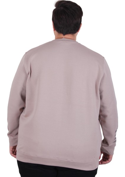 Mocgrande Büyük Beden Bisiklet Yaka Sweat Double Face 25707 Bej fırsatları