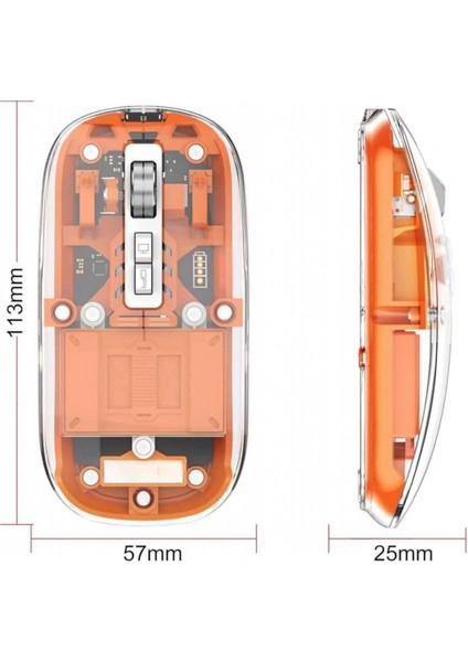 Mouse Fare Kablosuz Mouse Fare Şarjlı Bluetooth Sessiz 5 Tuşlu Şeffaf indirimleri