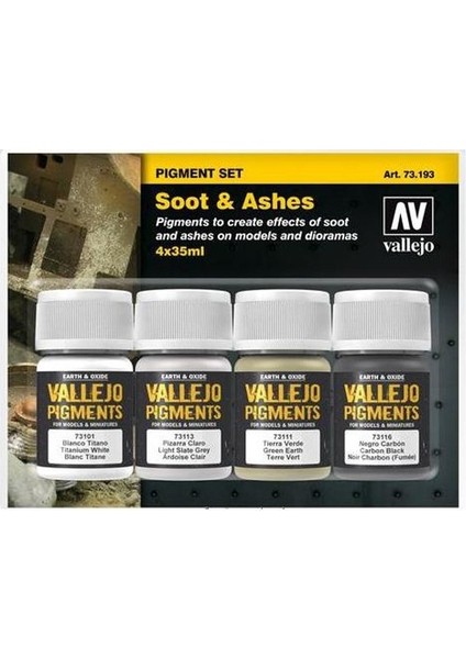 73193 4X35 ml. Soot & Ashes, Model Boyası Pigment Seti