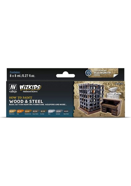 80256 8x8 ml. Premium set, Wood & Steel, Wizkits Serisi Model Boyası Seti fiyatları