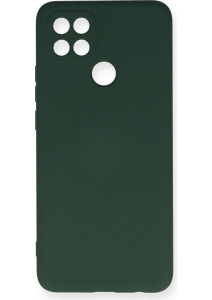 Oppo A15 Kılıf Nano Içi Kadife Silikon - Koyu Yeşil (K95)