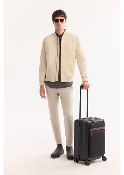 Erkek Bej Bomber Yaka Süet Dokulu Mevsimlik Comfort Fit Mont B006045