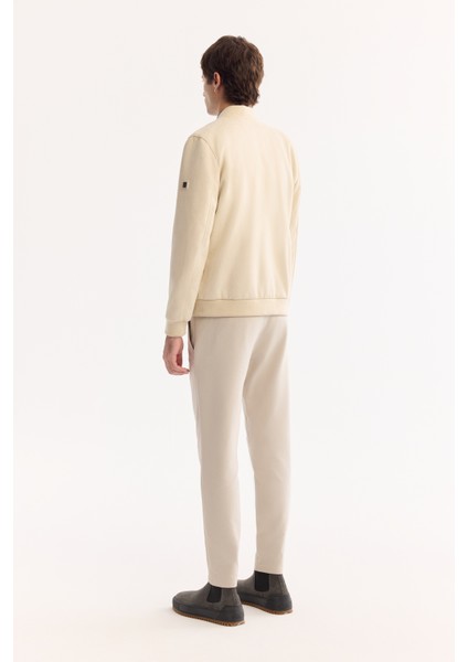 Erkek Bej Bomber Yaka Süet Dokulu Mevsimlik Comfort Fit Mont B006045