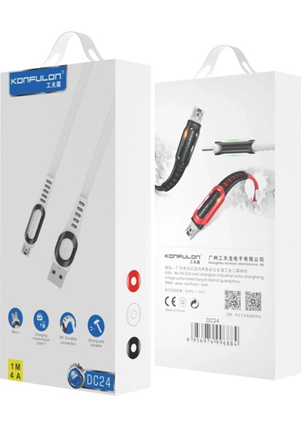 Xmpdby Konfulon DC24 Micro USB Kablo 1.2m 4A - Siyah fiyatları