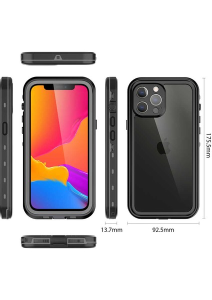 Spia iPhone 13 Pro Max Uyumlu 1-1 Su Geçirmez Kılıf-Siyah modelleri