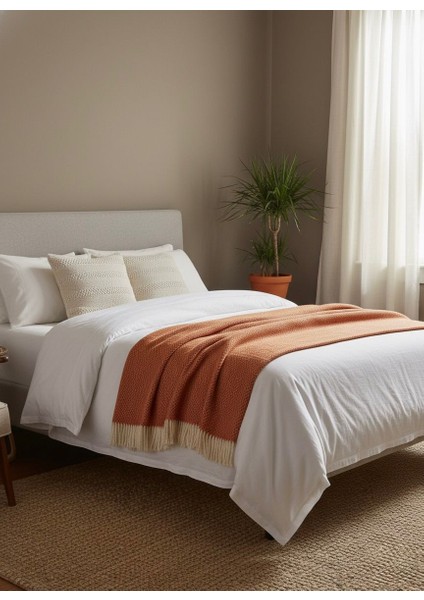 Erdilhome Balıksırtı Scotch Çift Kişilik Battaniye Turuncu