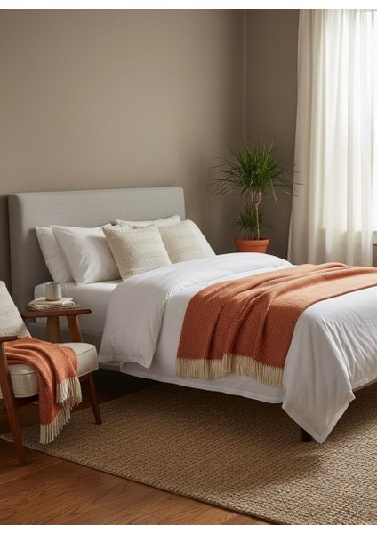 Erdilhome Balıksırtı Scotch Çift Kişilik Battaniye Turuncu fiyatları