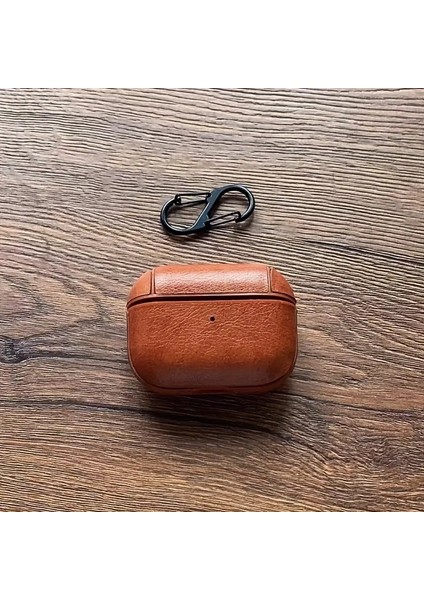 Airpodss Pro 3 Uyumlu (2025) Lüx Deri Suni Deri Kılıf 360 Koruma+Kanca