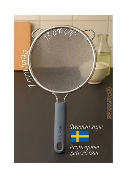 Inox Isveç Dizayn Süzgeç - 7 mm Kalınlık Halka 304 Çelik Profesyoneller Için