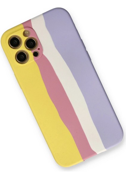 iPhone 12 Pro Max Kılıf Ebruli Lansman Silikon - Sarı-Mavi - FKU6530-9647 fiyatları