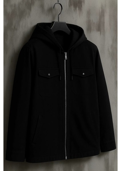 Erkek Oversize Premium Siyah Kapşonlu Mont indirimleri