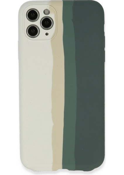 iPhone 11 Pro Kılıf Ebruli Lansman Silikon - Beyaz-Gri - FKU4701-4460