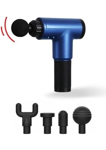 4 Başlıklı 6 Seviye Hız Ayarlı Vurmalı Kas Yoğurmalı Titreşimli Masaj Tabancası Aleti ( Lisinya )