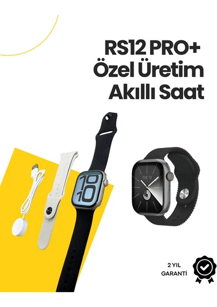 RS12 Pro+ 2025 Serisi Özel Üretim Full Ekranlı Akıllı Saat – Nabız ve Uyku Takibi, Bluetooth Arama, Garantili, Güçlü Batarya