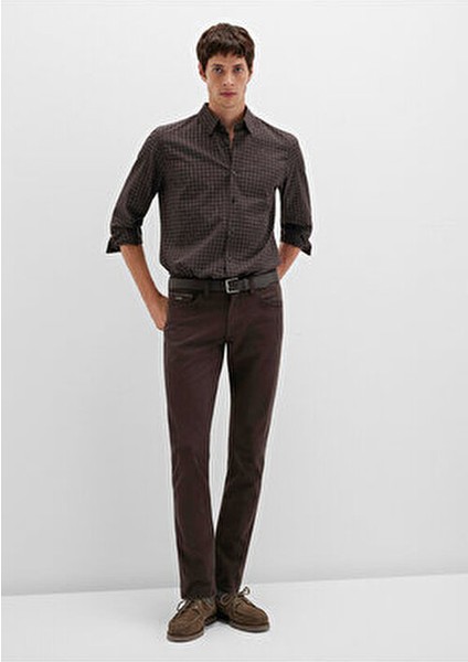 Jake Mavi Black Koyu Kahverengi Gabardin Pantolon 0042290686