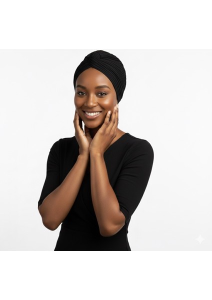 Agraf Plise Siyah Hazır Türban Tesettür Bone fiyatları