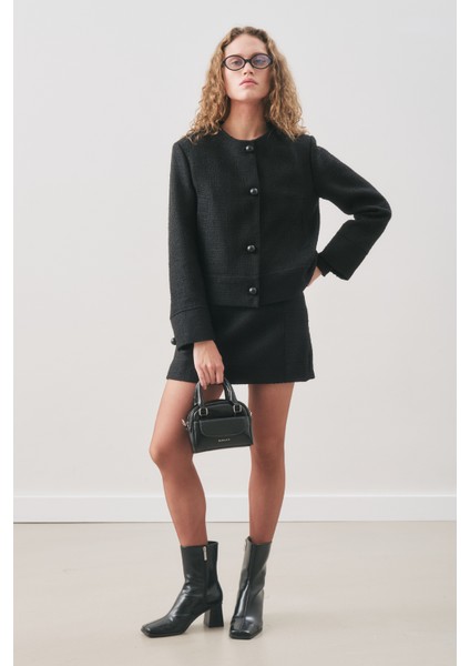 Bukle Kumaş Mini Etek Siyah fiyatları