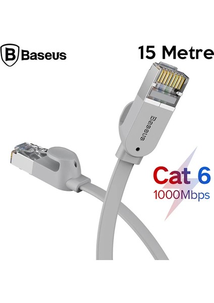Baseus High Speed Six Types Of RJ45 Gigabit Ethernet Kablosu (Round CABLE)15METRE-(5 - ?10?31E2-5G3
