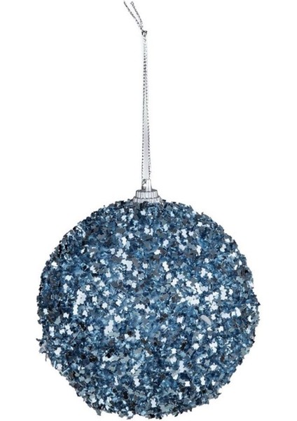 Yılbaşı Süsü 3'lü Parıltılı Top Mavi 10 cm fiyatları