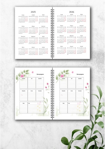 2025-2026 A5 Akademik Ajanda & Spiralli & 15X21 cm & 16 Aylık modelleri