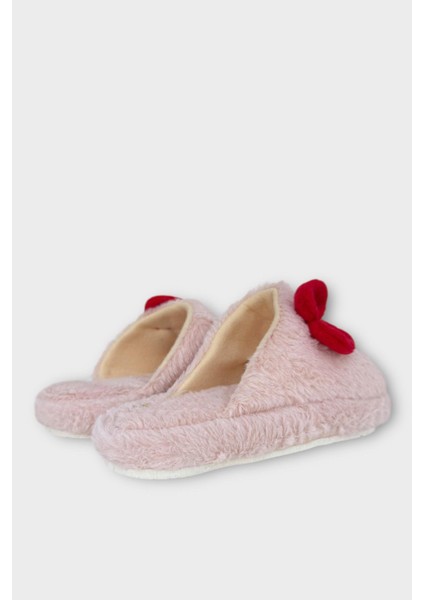 Hellokitty Figürlü Sıcak Tutan Kışlık Kadın Ev Terliği Pudra-Kırmızı