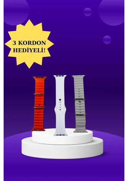 Akıllı Saat Arama Görüşme Bildirim Görme Uyku ve Sağlık Takibi Nabız Ölçer 3 Kordon Hediyeli modelleri