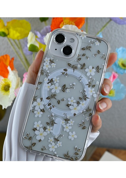 Iphone 15 - 14 -13 Uyumlu Çiçekli Gerçek Magsafe Özellikli Darbe Önleyici Koruyucu Kılıf fiyatları