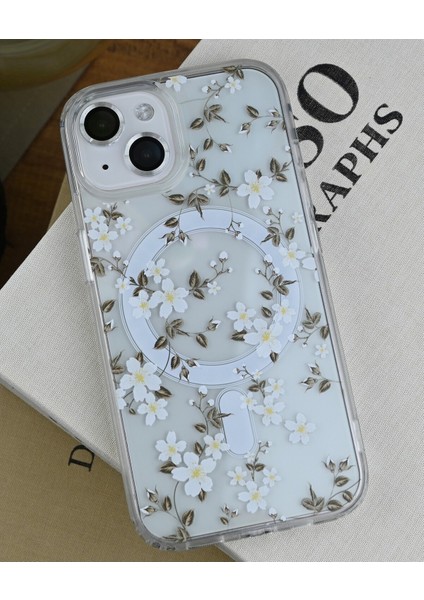 Iphone 15 - 14 -13 Uyumlu Çiçekli Gerçek Magsafe Özellikli Darbe Önleyici Koruyucu Kılıf modelleri