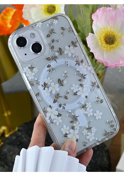 Iphone 15 - 14 -13 Uyumlu Çiçekli Gerçek Magsafe Özellikli Darbe Önleyici Koruyucu Kılıf fırsatları