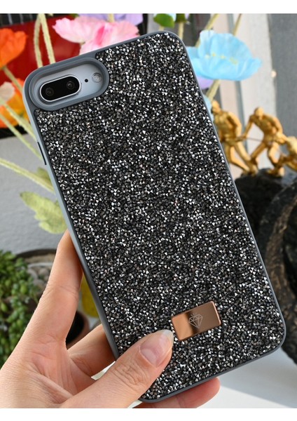 Iphone 6 Plus 7 Plus ve 8 Plus Uyumlu Elmas Tasarımlı Taşlı Işıltılı Parlak Pırlanta Silikon Kılıf