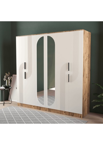 EKİN 6 KAPAKLI EKO BAZALI GARDIROP - MDF KAPAK