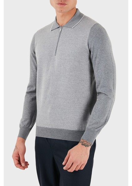 % 100 Yün Regular Fit Yarım Fermuarlı Polo Yaka Kazak Erkek Polo Yaka Kazak 43108 14713 090 modelleri