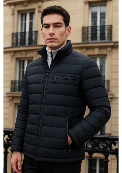 Erkek Trend Basic Dik Yaka Kışlık K.lacivert Şişme Mont fiyatları