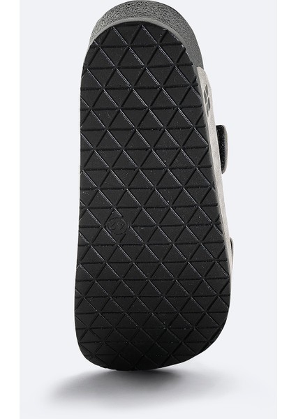 Erkek Gri Bantlı Deri Görünümlü Terlik A41Y8301