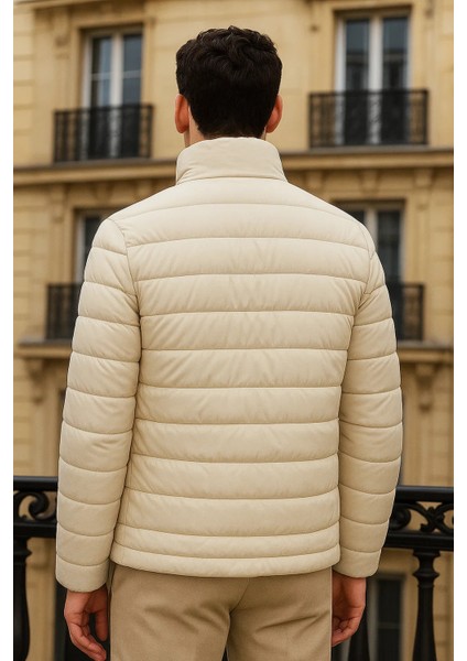 Erkek Trend Basic Dik Yaka Kışlık Krem Şişme Mont indirimleri