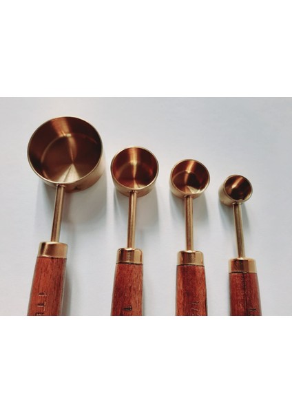 Gold Ölçü Kaşığı Seti 4lü Ahşap Saplı Ölçü Kaşığı Küçük Miktarları Ölçen Kaşıklar fırsatları