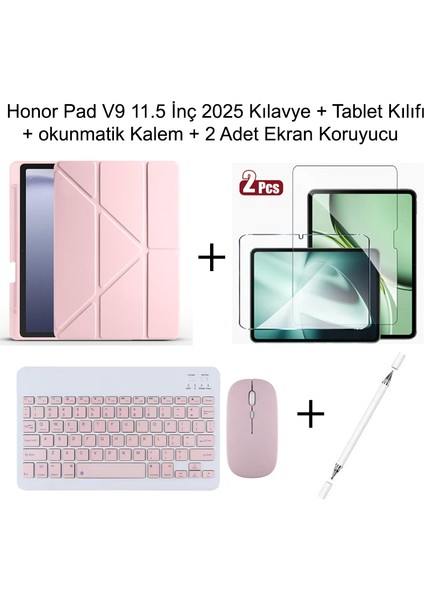 Yesnıce Honor Pad V9 11.5 Inç 2025 Uyumlu Standlı Kılıf Dokunmatik Kalem ve Klavye Set