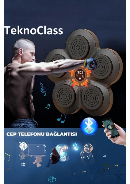 Boks Eğitim Makinesi Müzikli Bluetooth Hoparlör Genç Yetişkin Boks Egzersizi Eldiven Hediyeli