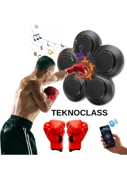 Boks Eğitim Makinesi Müzikli Bluetooth Hoparlör Genç Yetişkin Boks Egzersizi Eldiven Hediyeli