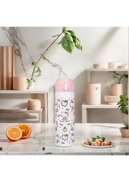 Çocuk Termos Matara Paslanmaz Çelik Hello Kitty Figürlü HK541