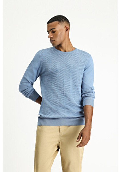 Bisiklet Yaka Slim Fit Dar Kesim Desenli Pamuklu Triko Kazak fiyatları