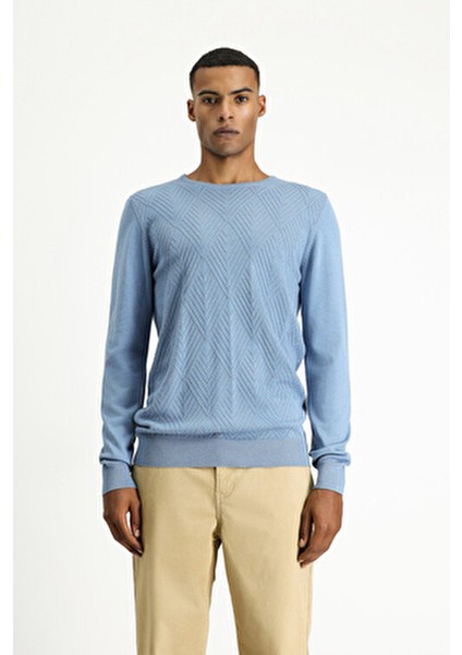 Bisiklet Yaka Slim Fit Dar Kesim Desenli Pamuklu Triko Kazak fırsatları