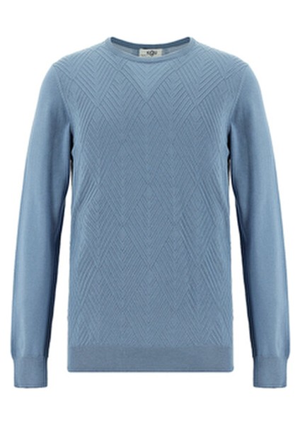 Bisiklet Yaka Slim Fit Dar Kesim Desenli Pamuklu Triko Kazak